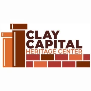 Clay Capital Heritage Center logo featuring smoke stacks and bricks