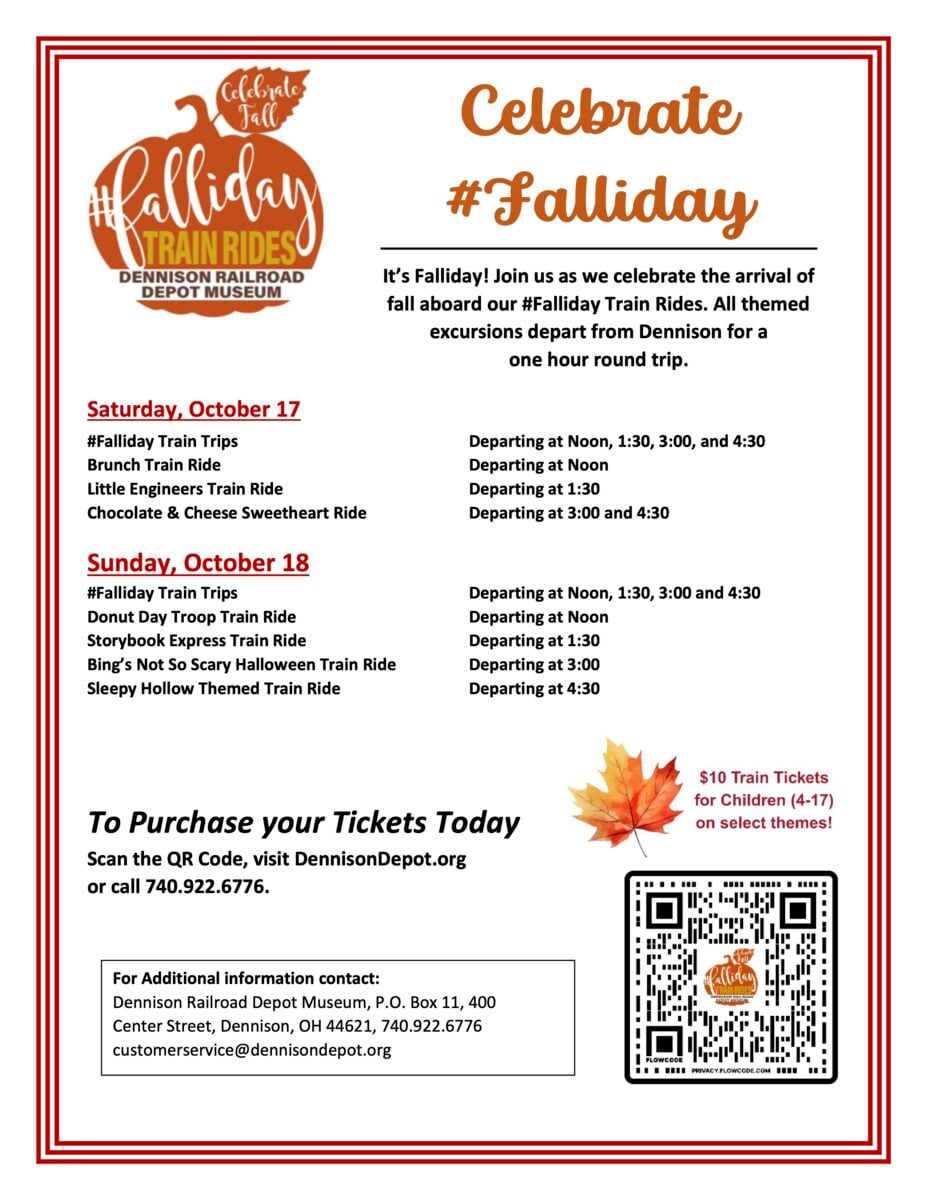 Falliday Train Ride flyer with schedule